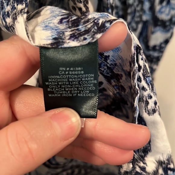 Women’s Long Sleeved Sleeved Button Down, Paisley Pattern, Blue, Black, White - Picture 5 of 6